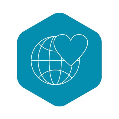 Dünya Dünya Dünya Kalp simgesi, anahat stili ile