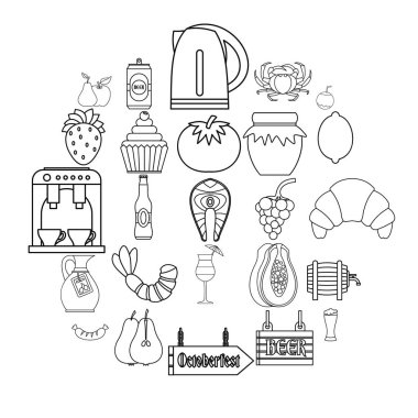 Piknik Icons set, anahat stili