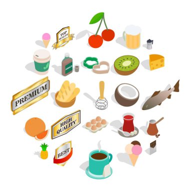 İçki Icons set, izometrik stili