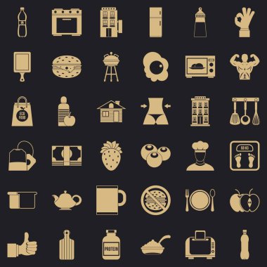 Erken Kahvaltı Icons set, basit tarzı