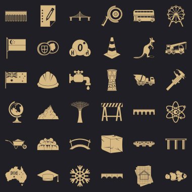 Büyük köprü Icons set, basit tarzı