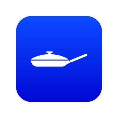 Siyah kızartma tavası simgesi dijital mavi