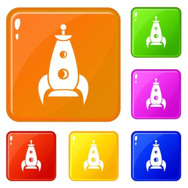 Roket futuristik simge vektör renk ayarla