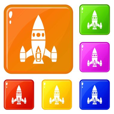 Roket gemisi simgeler vektör renk ayarla