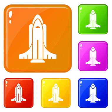 Roket Servisi simgeler vektör renk ayarla