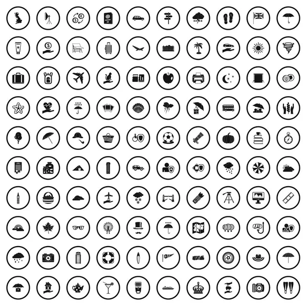 Ensemble de 100 icônes parapluie, style simple — Image vectorielle