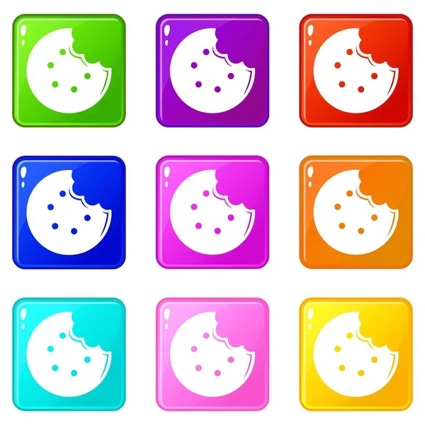 Biss Kekse Symbole Set 9 Farben Kollektion — Stockvektor