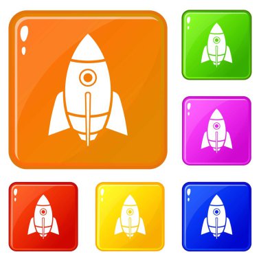 Roket tasarım simgeler vektör renk ayarla