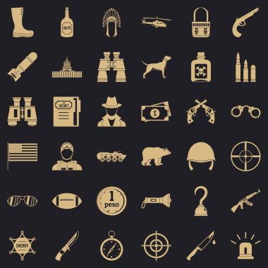 Avcılık Icons set, basit tarzı