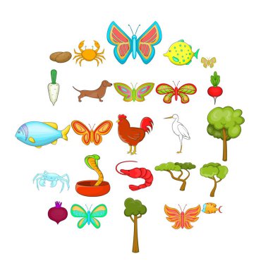 Çiçek böcek Icons set, karikatür tarzı