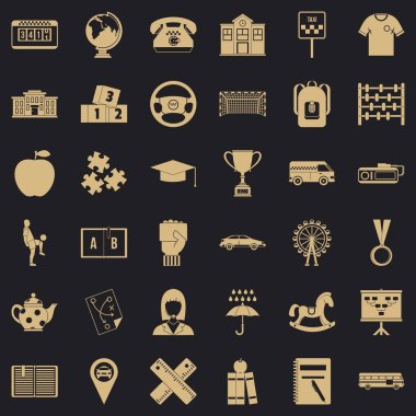 Okul Icons set, basit tarzı