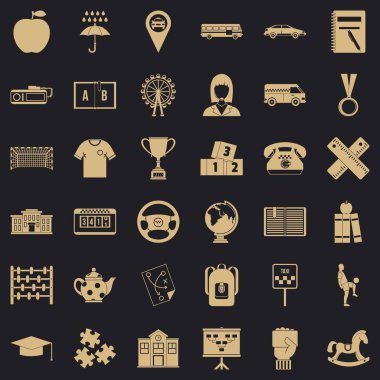 Otobüs durağı Icons set, basit tarzı