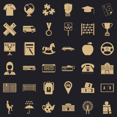 Otobüs sürücüsü Icons set, basit tarzı