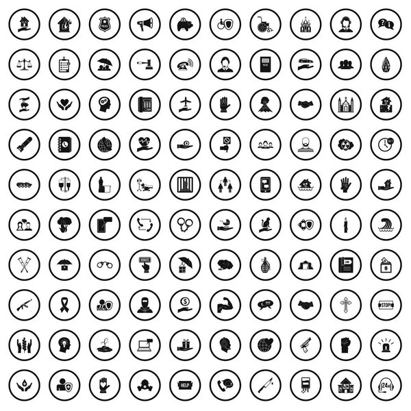 100 значков поддержки жертвы, простой стиль
 