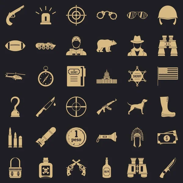 Conjunto de iconos de arma, estilo simple — Vector de stock