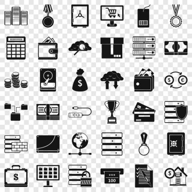 Kartvizit Icons set, basit tarzı