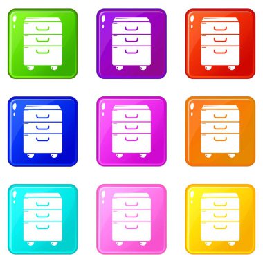 Ofis dolap simgeler 9 renk koleksiyonu ayarla