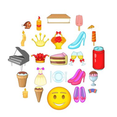 Buluşma Icons set, karikatür tarzı