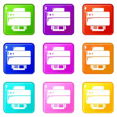 Yazıcı simgelerini 9 renk koleksiyonu ayarla