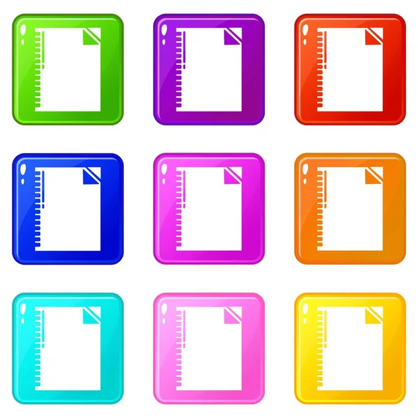Notebook icons set 9 color collection — Stock Vector