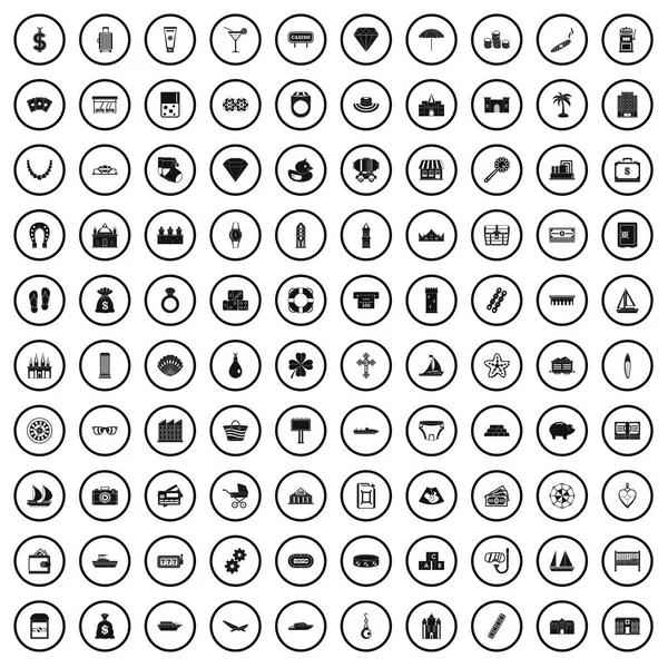 100 servet Icons set, basit tarzı — Stok Vektör