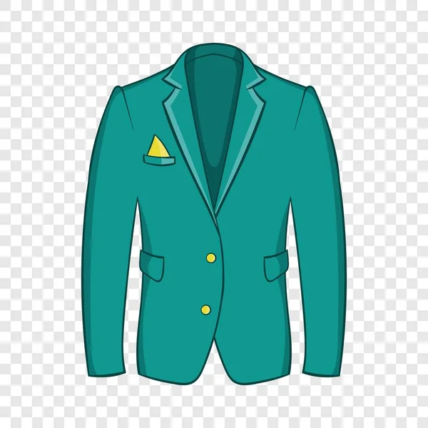 Mans icono chaqueta verde, estilo de dibujos animados — Vector de stock