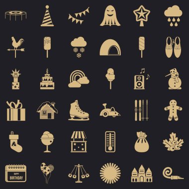 Çocukların atlıkarınca Icons set, basit tarzı