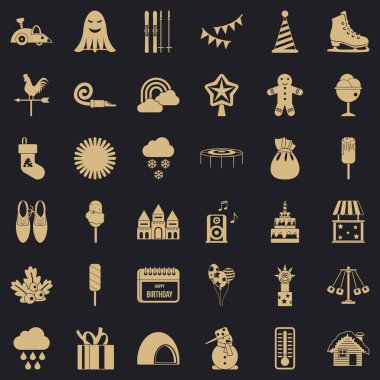 Çocuk kutlama Icons set, basit tarzı