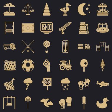 Çocuk Icons set, basit tarzı için oyun alanı