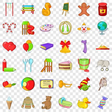 Çocuk Bahçesi Icons set, karikatür tarzı