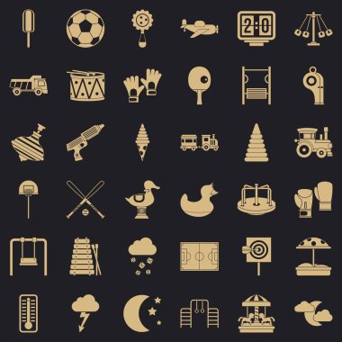 Küçük Bahçesi Icons set, basit tarzı