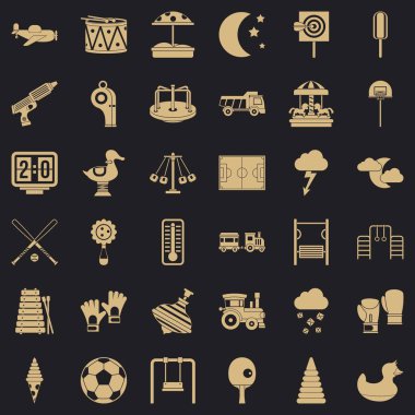 Büyük Bahçesi Icons set, basit tarzı