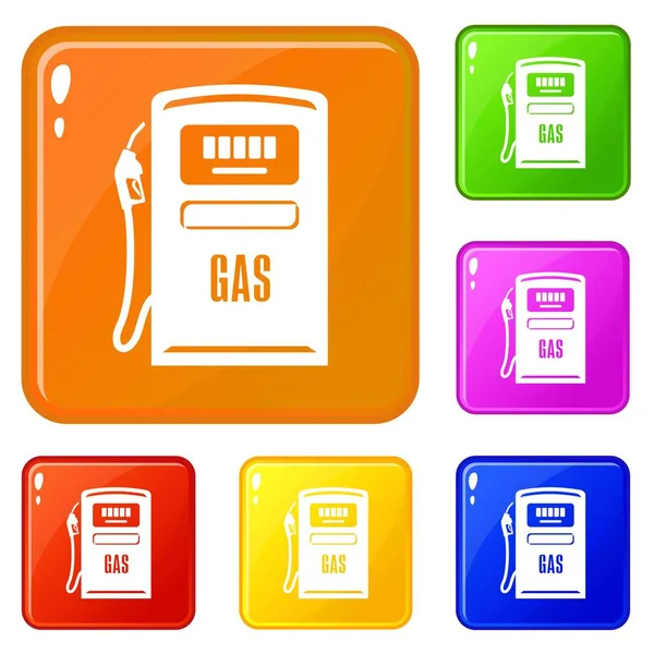 Gasspaltensymbole setzen Vektorfarbe — Stockvektor