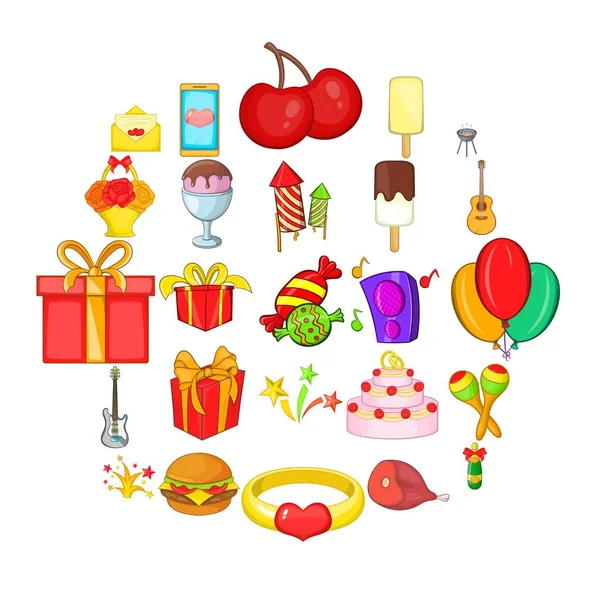 Natal dag iconen set, cartoon stijl — Stockvector