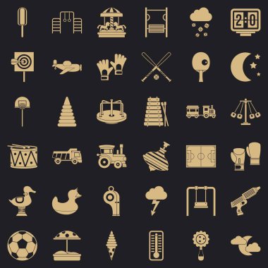 Büyük Bahçesi Icons set, basit tarzı