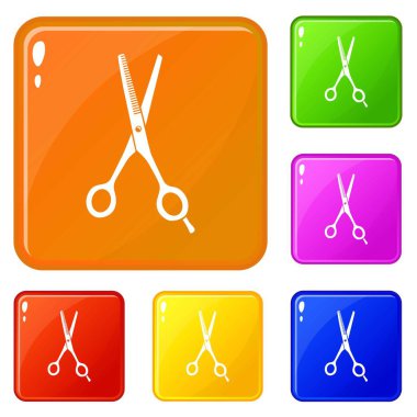 Makas simgeler kümesi vektör renk