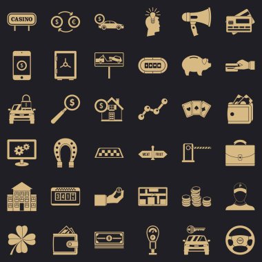 Madeni para Icons set, basit tarzı