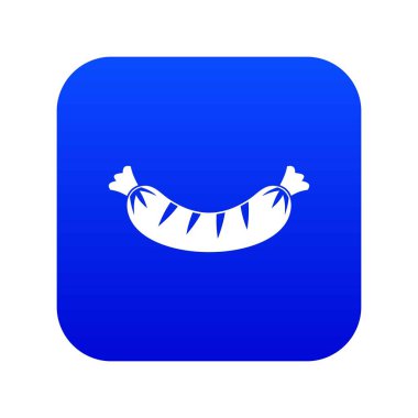 Izgara sosis simgesi dijital mavi