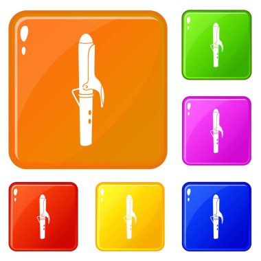 Saç kıvırıcı simgeler vektör renk ayarla