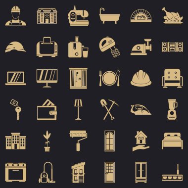 Kapalı Icons set, basit tarzı