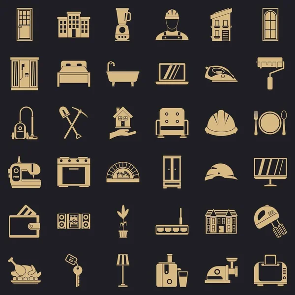 Conjunto de iconos de la casa cómoda, estilo simple — Archivo Imágenes Vectoriales