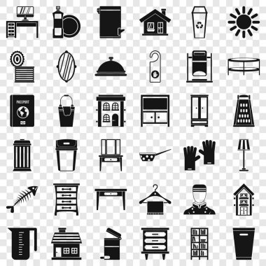 Temizlik hizmeti Icons set, basit tarzı