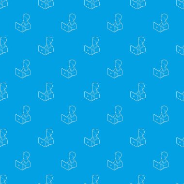 Onun laptop modeli kullanarak işadamı kesintisiz mavi vektör