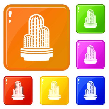 Meksika kaktüs simgeler vektör renk ayarla