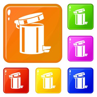 Çöp kutusu simgeler vektör renk ayarla