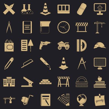 Ekipman Icons set, basit tarzı