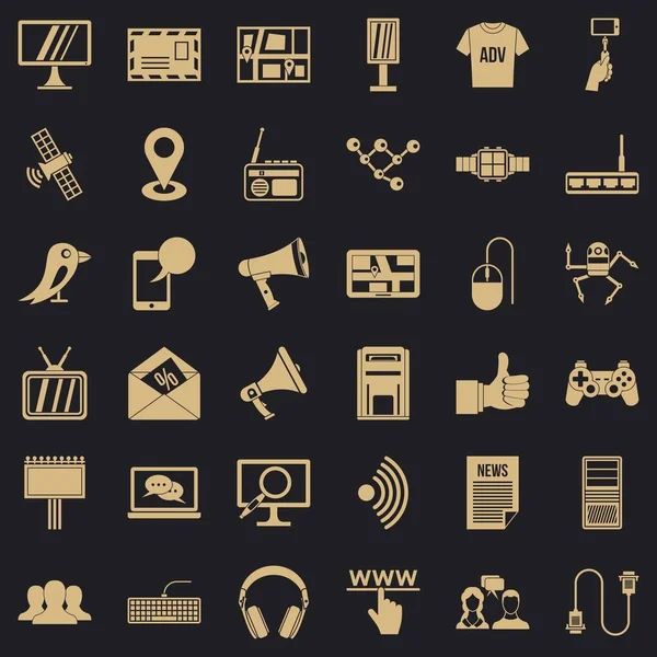 Network icons set, simple style