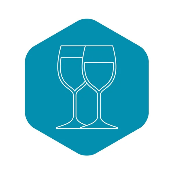 Wijnglazen pictogram, Kaderstijl — Stockvector