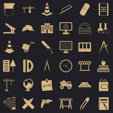 İnşaat Icons set, basit tarzı