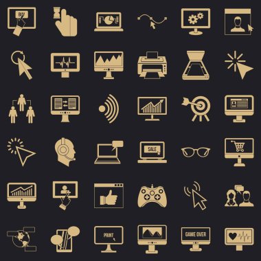 Bilgisayar donanımları Icons set, basit tarzı